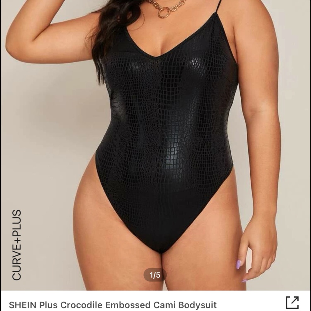 SHEIN Plus Crocodile Embossed Cami Bodysuit